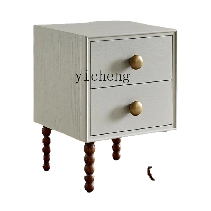 

Yy French Cream Style Solid Wood Bedside Cabinet Bedroom Living Room Side Table Cabinet