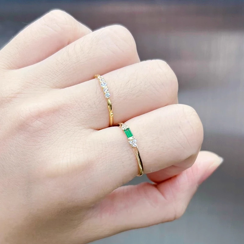 Huajie الحد الأدنى مربع الأخضر حجر الراين الزركون خواتم للنساء شخصية يوميا رائعة حلقة الملحقات الموضة