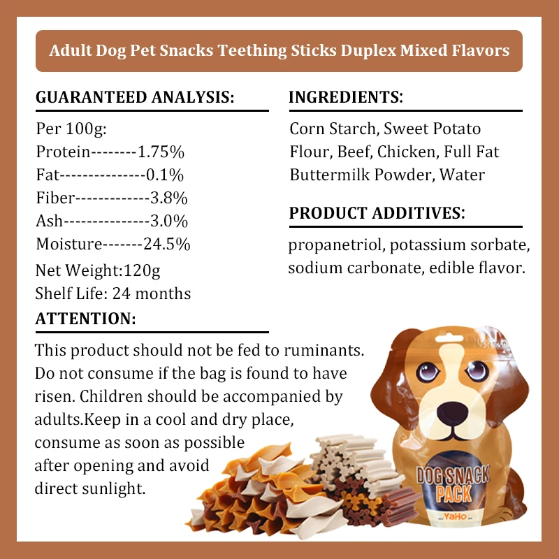 Hundesnacks, Beißstab, 120 g, gemischter Geschmack, Zahnreinigung, Knochen, leicht zu tragen, für Erwachsene, Hunde, Welpen, Training, Belohnung, Haustiersnacks, Essen