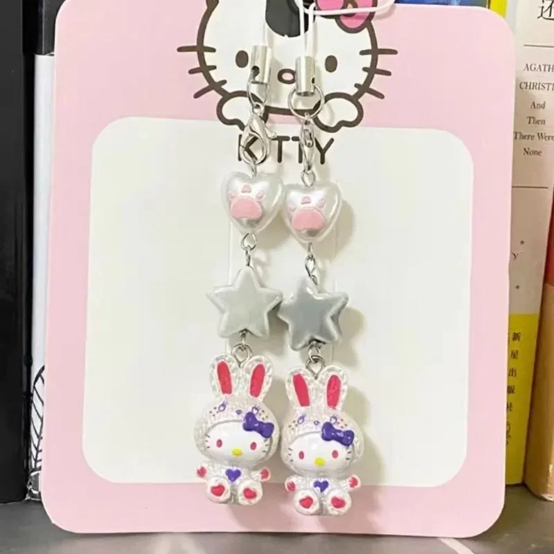 Sanrio Hello Kitty Mobile Phone Lanyard Cute Cartoon Anime Portable Car Keychain Fashion Backpack Pendant Child Toys Gifts