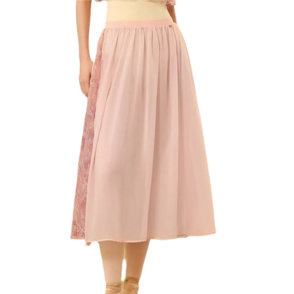 บัลเล่ต์ Leotard สําหรับผู้หญิงฝึกชุดยิมนาสติกชุดผู้ใหญ่ชุดโยคะลูกไม้ Splicing ชุดชีฟองยาว