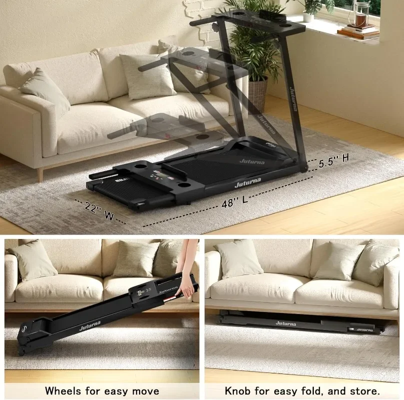 Tapis de course compact pliable pour la maison et le bureau, tapis de marche avec écran LED, capacité de 3.0 lb, 300 HP image 4
