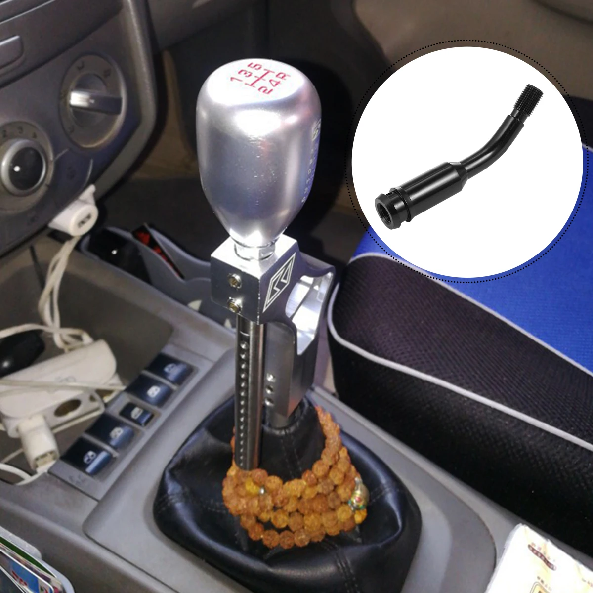 

Adjustable Gear Shifter Extension Rod Durable Car Lever Extender For Knob Modification Alloy Head Height Adjuster