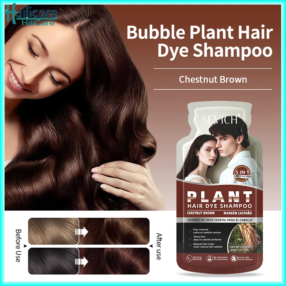 

Bubble Plant Hair Dye Shampoo Gray White Cover Natural Fast Dye Repair Dry Damaged Cleaning Nourishing Roots Restore Hair Care