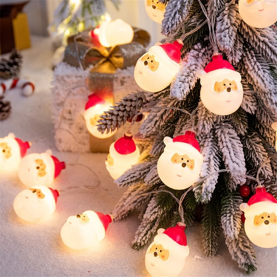 2023 New Year Christmas Decoration Room String Lights Battery Powered Santa Claus Snowman Fairy Lights for Party Wedding Garland