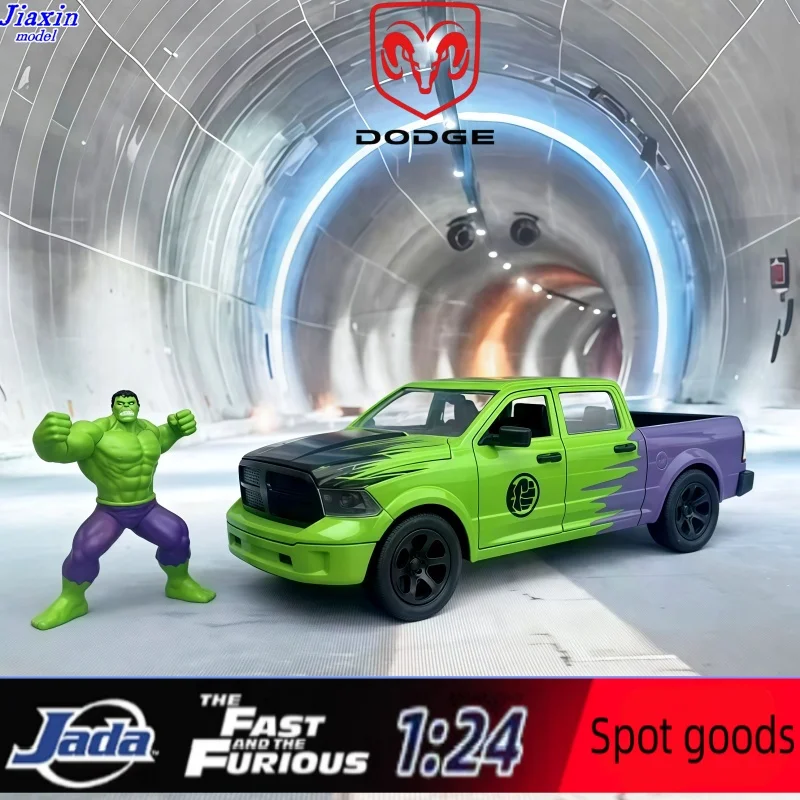 jada-1-24-marvel-hulk-6-2014-ram-150-alloy-pickup-truck-model-collector's-edition