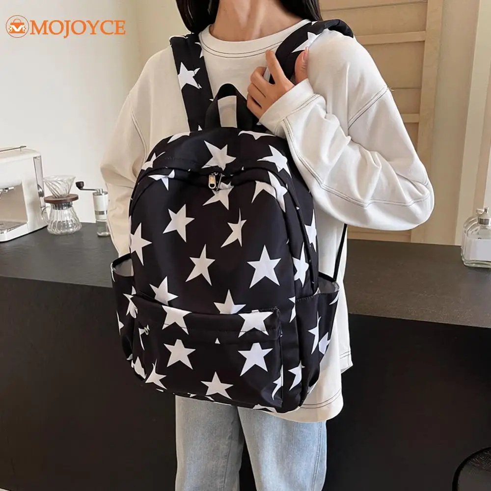 

Fashion Star Pattern American Women Backpacks Y2K Retro Student Rucksack Large Capacity Nylon Schoolbag рюкзак Aesthetic Bookbag