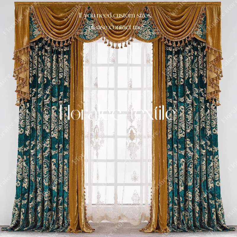 

Velvet European Luxury Curtains for Living Room Simple Europeanvelvet Blackout Curtains for Bedroom Cotton Velvet Customized