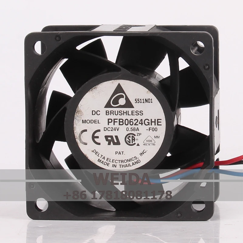 

Case Fan Dual Ball Bearing for DELTA PFB0624GHE 60*60*38mm 6CM 6038 24V 0.58A High Airflow Server Axial Cooling Fan