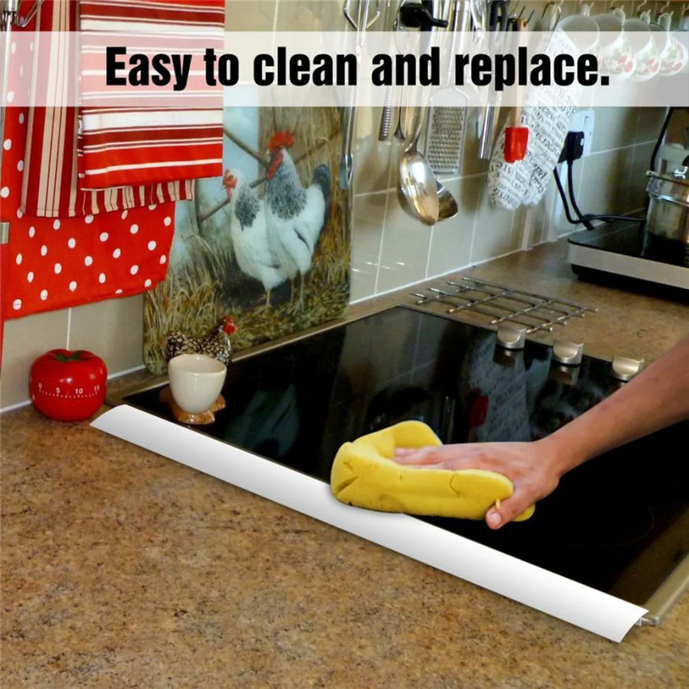 25 بوصة موقد مكافحة الفجوة غطاء سهلة التنظيف سيليكون ختم الشريط أداة المطبخ الأبيض موقد مكافحة غطاء الفجوة #4