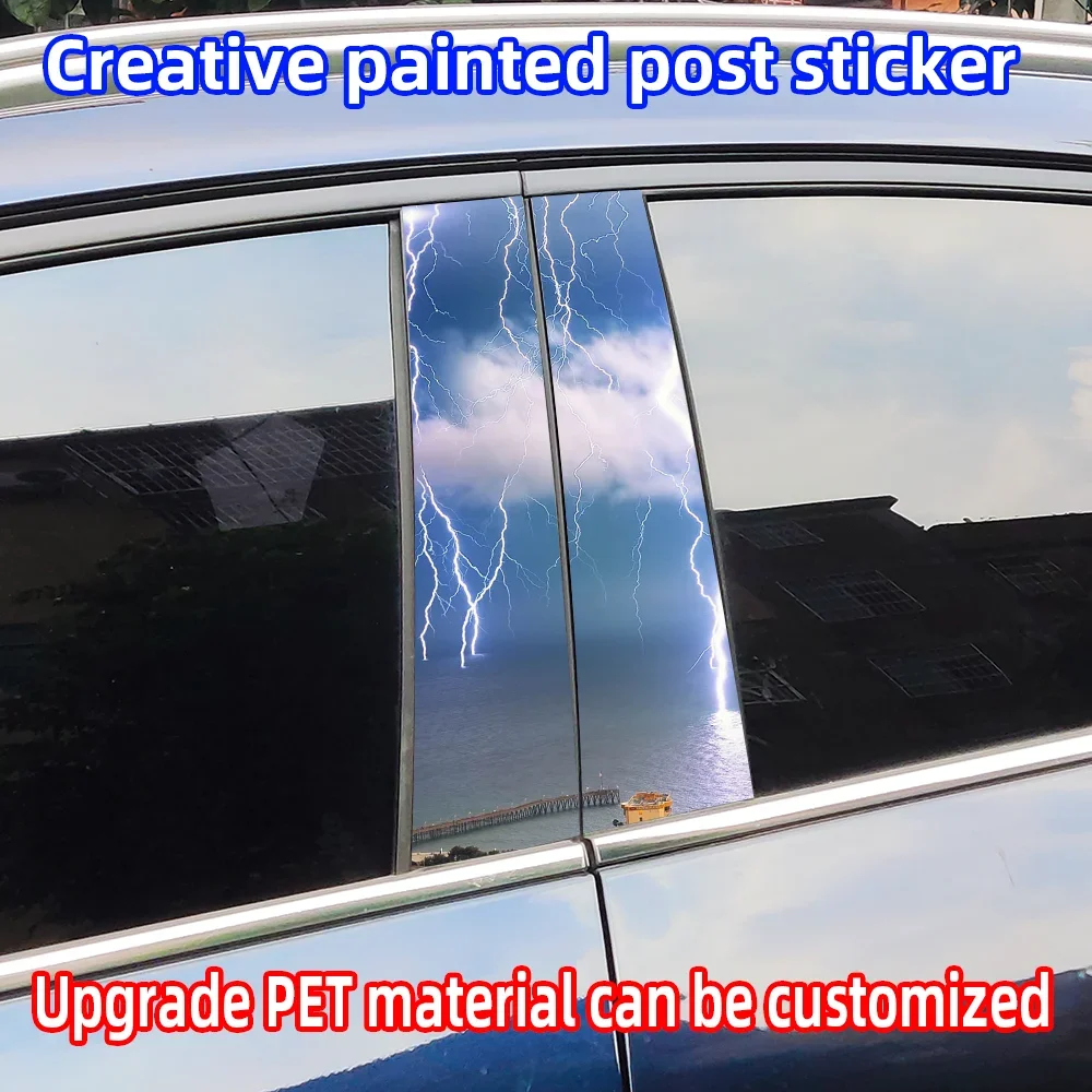 

Lightning Car Stickers Auto B Pillar Waterproof Sunscreen Decoration Cover Scratches Car Doors Pillar Vinyl Decals Accessories