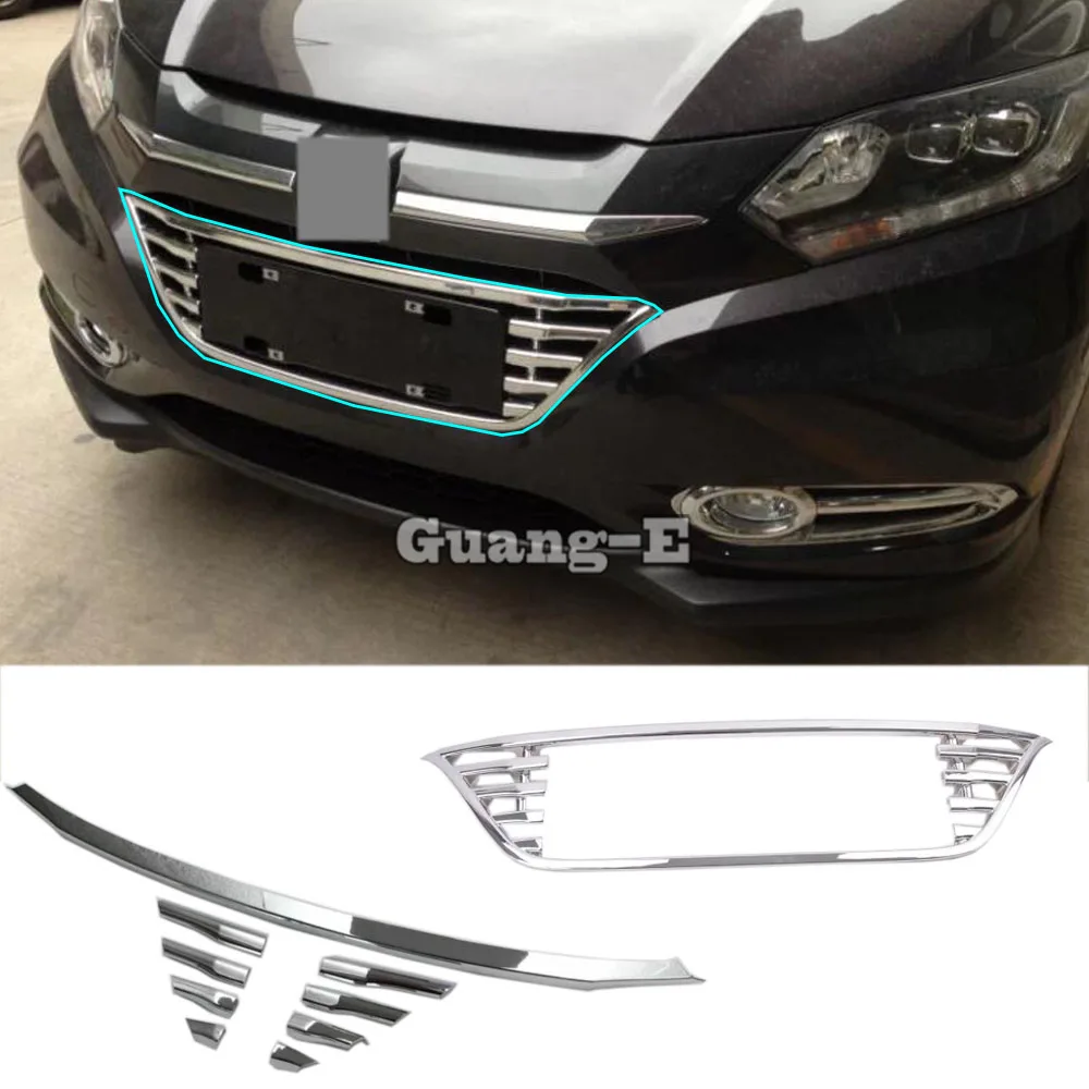 

Car Body Protection Detector ABS Chrome Trim Front Up Grid Grill Grille Around For Honda HR-V HRV Vezel 2014 2015 2016 2017 2018