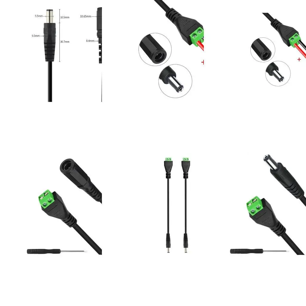 

Y1UB Quality DC5521 Extension Cable 22AWG Terminal Connector Wire for CCTV Camera