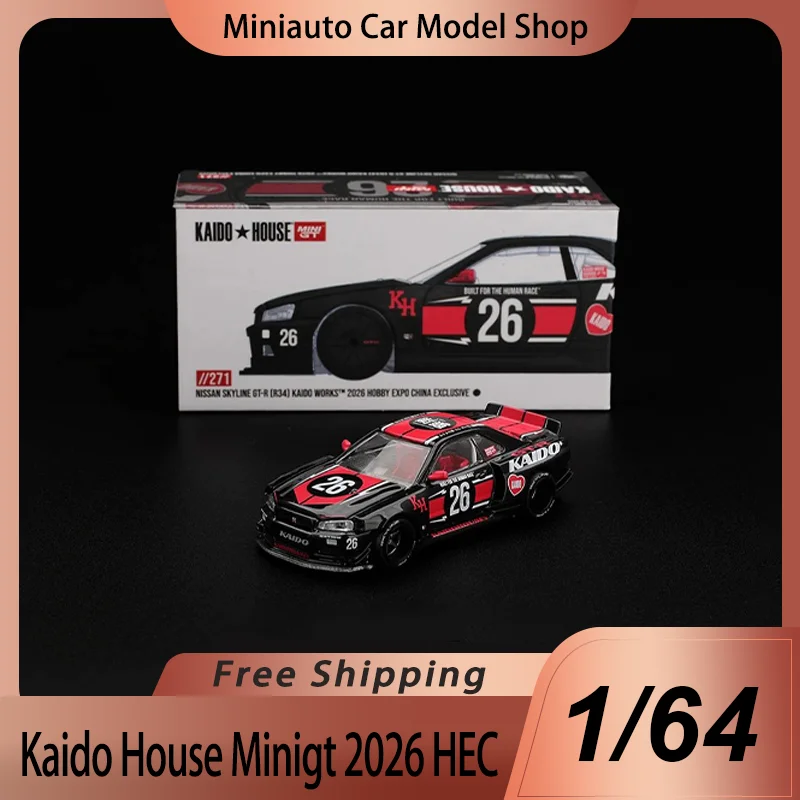 

New 1:64 Kaido House Minigt 2026 Hec Skyline Gt-R [R34] Kaid0 Works Alloy Car Model Simulation Alloy Die-Cast Car Model Toys