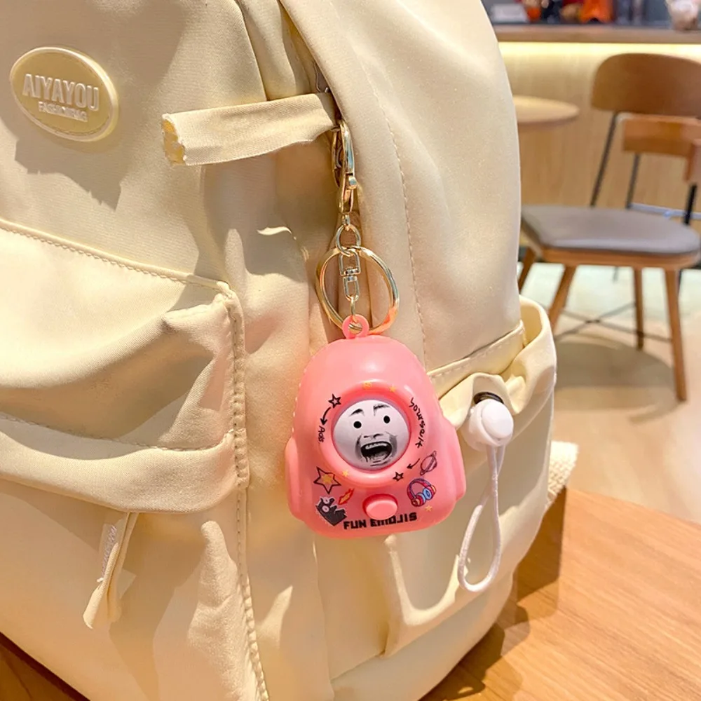 Kawaii Expression Change Key Chain Backpack Shape ABS Cartoon Emoticons Key Ring Interesting Trinket Bag Charm Lady Girl