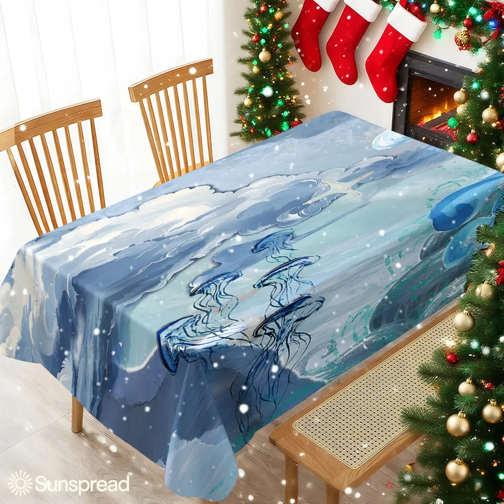 Celestial Tides Waterproof table cloth, splash-proof tablecloth, for party, Halloween, Christmas, dining, camping