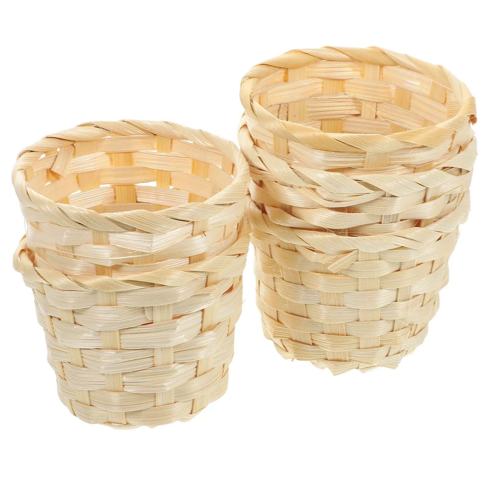 

5pcs Bamboo Woven Basket Handmade Fruit Storage Container For Kitchen Home Picnic Bread Snack Serving Woven Basket