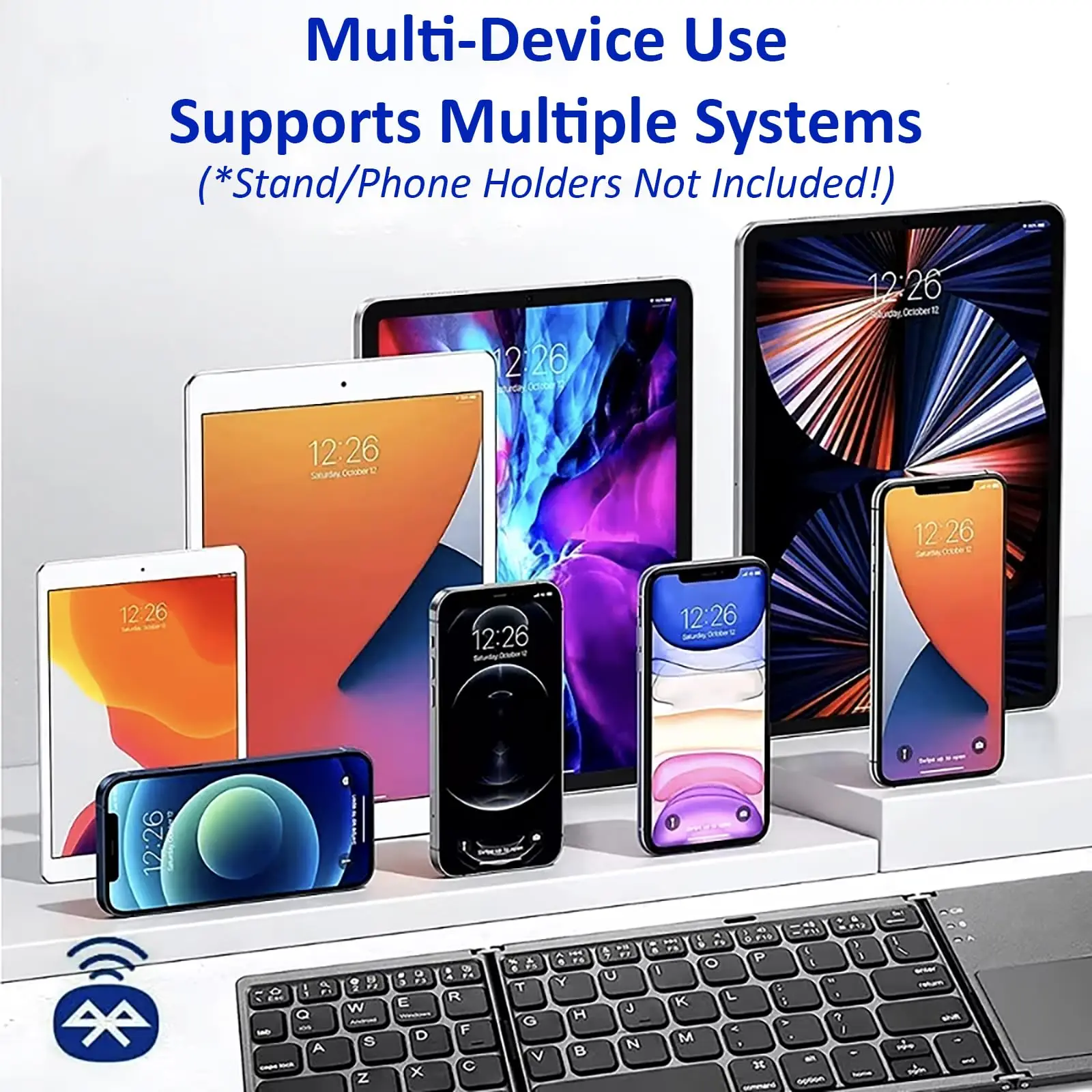Folding Keyboard Wireless Bluetooth Keyboard MINI Touchpad Wireless Rechargeable Ultra Slim Pocket Folding Keyboard