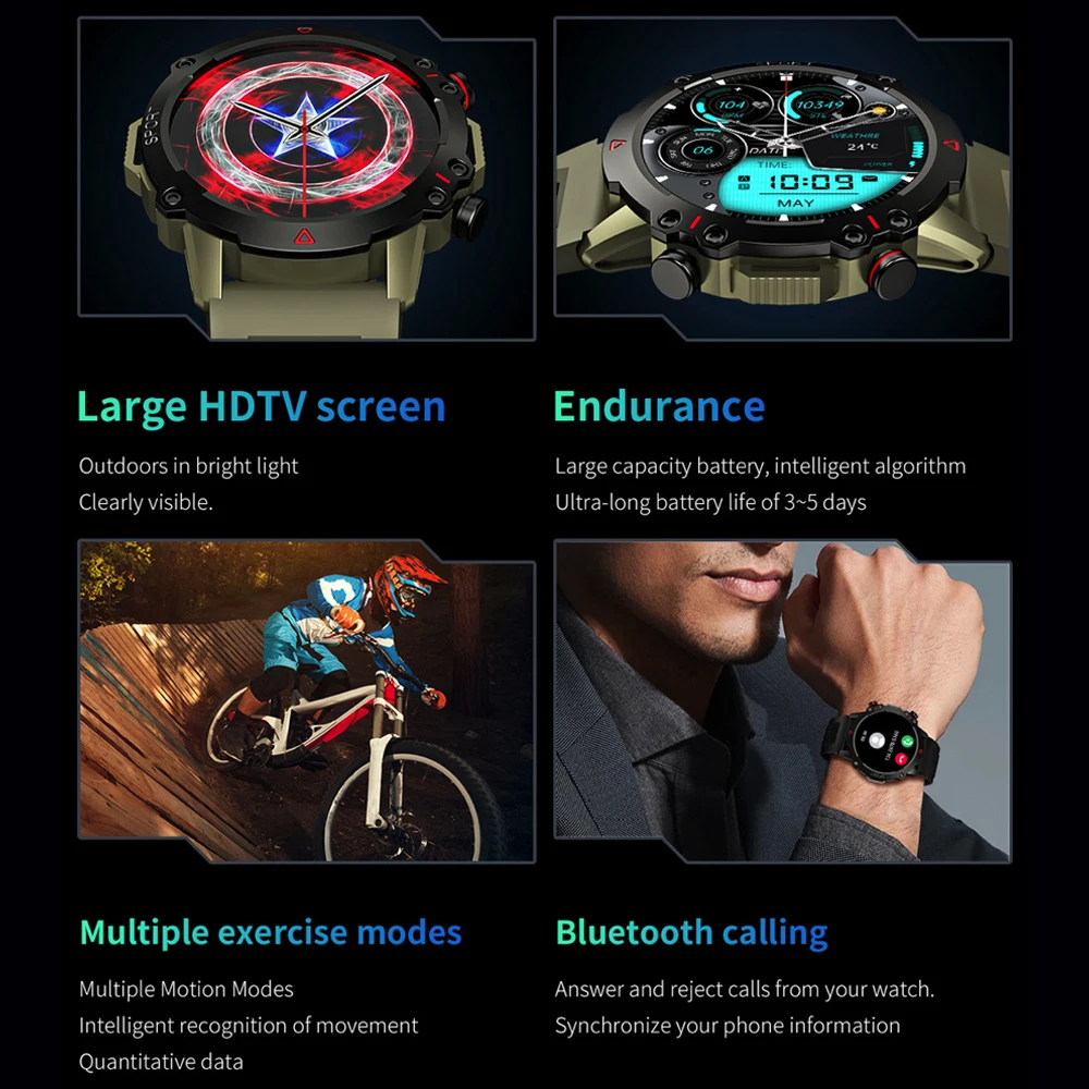 Reloj inteligente con pantalla de 1,53 pulgadas, frecuencia cardíaca, presión, oxígeno en sangre, modo multideporte, reloj inteligente resistente al agua, linterna para hombres, asistente de voz