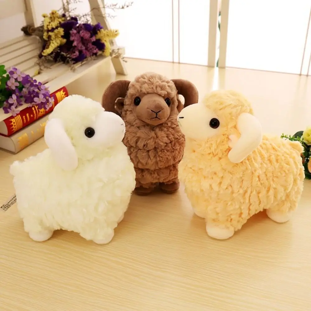 

Big Horns Baby Goat Plush Doll 25/35cm Fluffy Sheep Plush Toys Stuffed Soft Baby Goat Keychain Valentine's Day Gifts