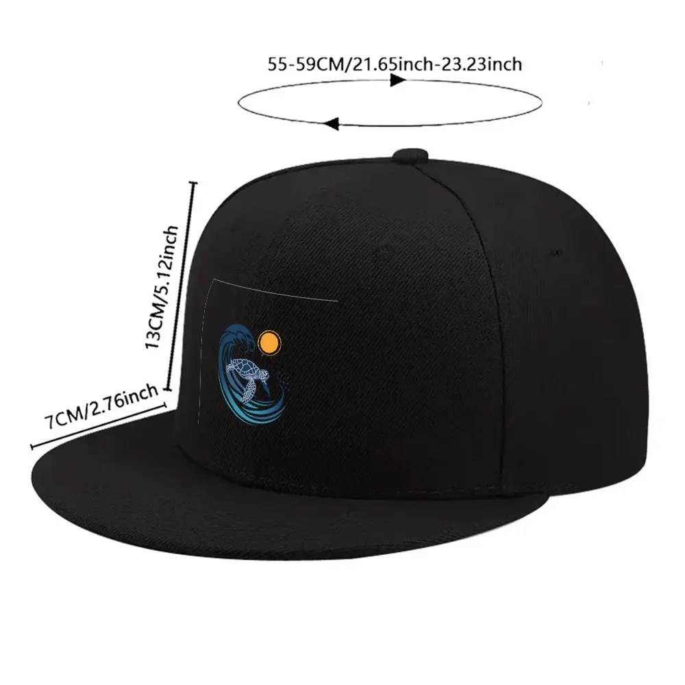 New Sea Turtle Wave Unisex All-Match Flat Brim Baseball Cap, Hip-Hop Hat Cap, Suitable for Short Trips, Home Daily Wear, Etc., I