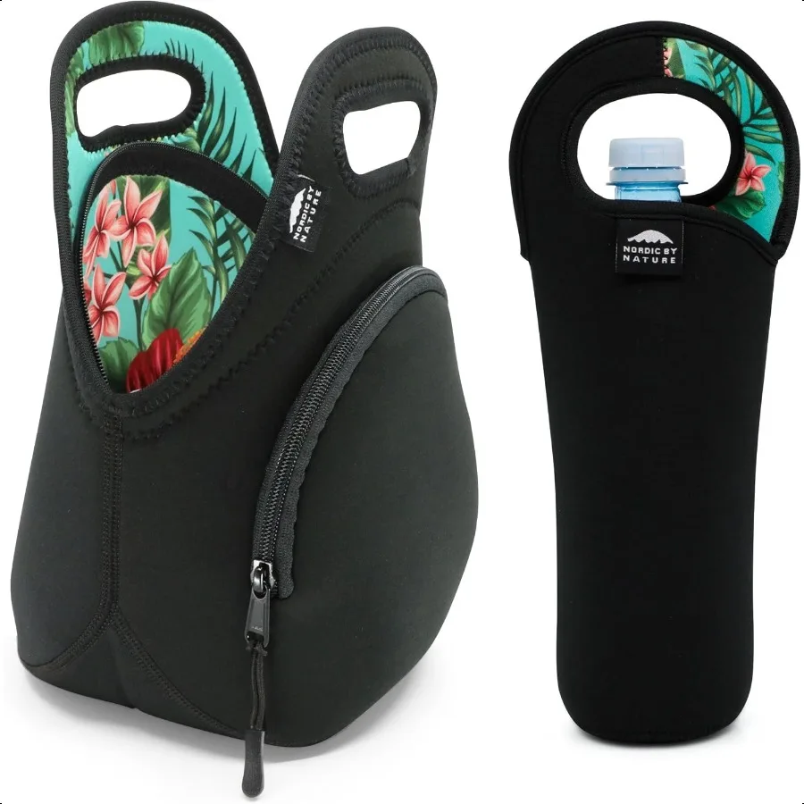 

Neoprene Lunch Bags For Women Men Green Flower 12L x 12H x 6.5W