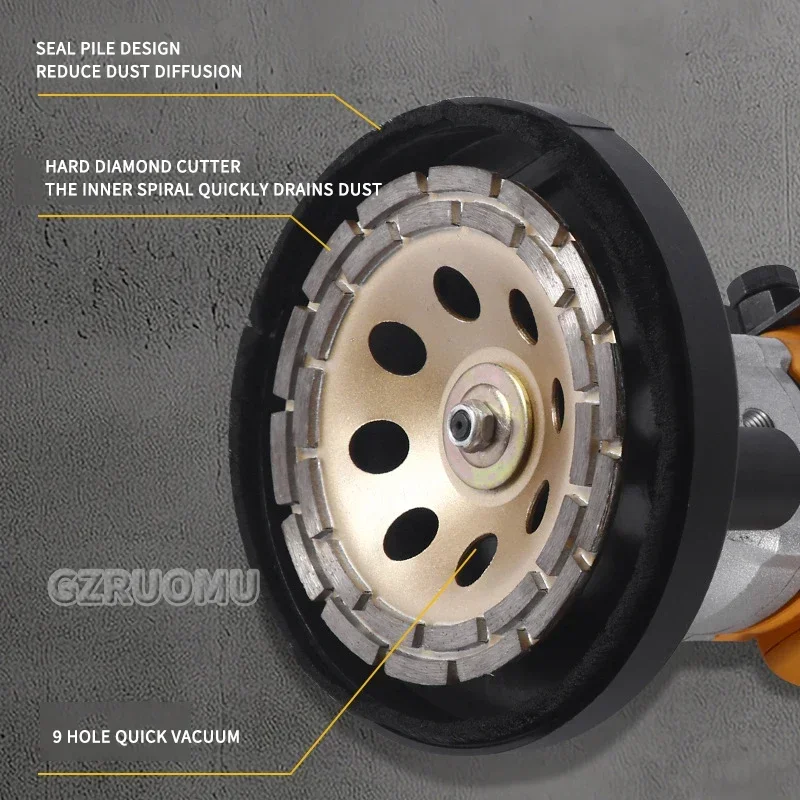 

Wall Grinding Machine Industrial Floor Concrete Polishing Cement Rough Grinding Planer Dust-free Dead-end Grinder Tools 1200W