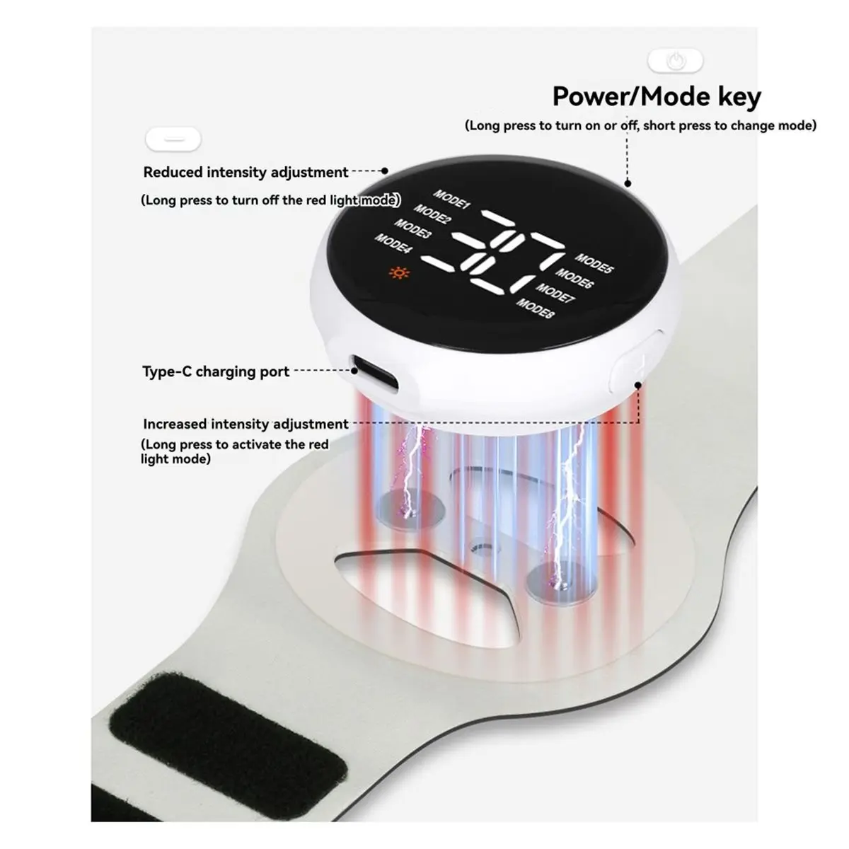 A64K Electric Wrist Massager Microcurrent Pulse Red Light Wrist Guard for Carpal Tunnel Tenosynovitis Muscle Fatigue Relief