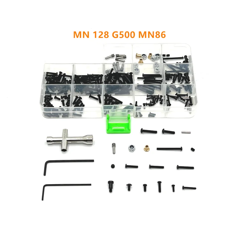 252PCS RC Car Parts Metal Upgrade Replacement Screw Tool Box Fit For MN1/12  MN128 MN86 G500 Remote Control Car Accessories