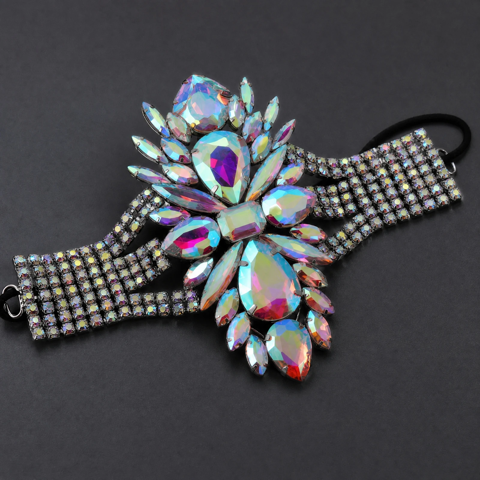 Crystal Thigh Chain with Floral Ornament Sparkling Rhinestone Leg Chain with Elastic Band Jewelry Alloy Alluring