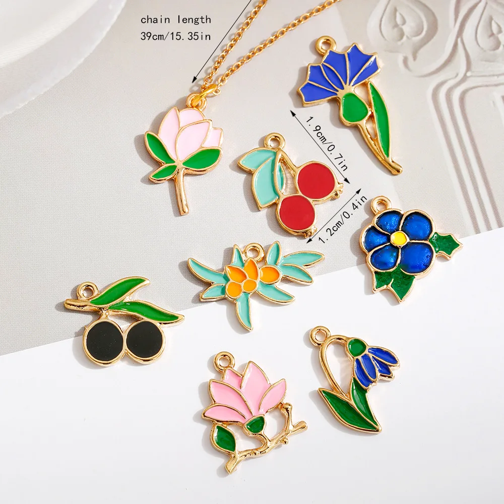 إكسسوارات وحلي مصنوعة من خليط معدني يمكنك صنعها بنفسك، ومعلقات بالتنقيط على شكل زهرة الكرز بالزيت، والأقراط والقلائد والإكسسوارات