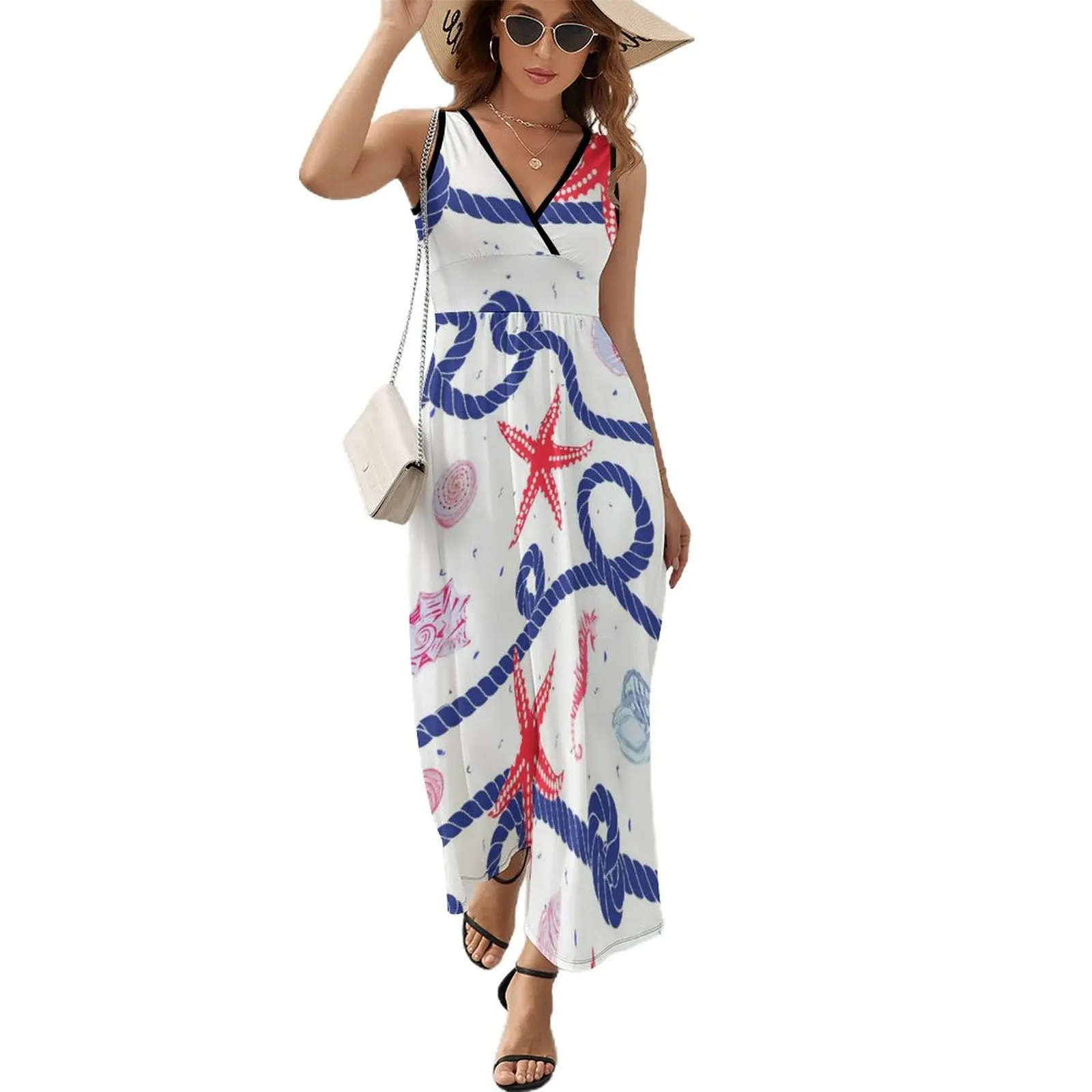 

Marine Starfish Shells Seahorse Dress Casual Bohemia Long Dresses Women Elegant Graphic Maxi Dress Birthday Present