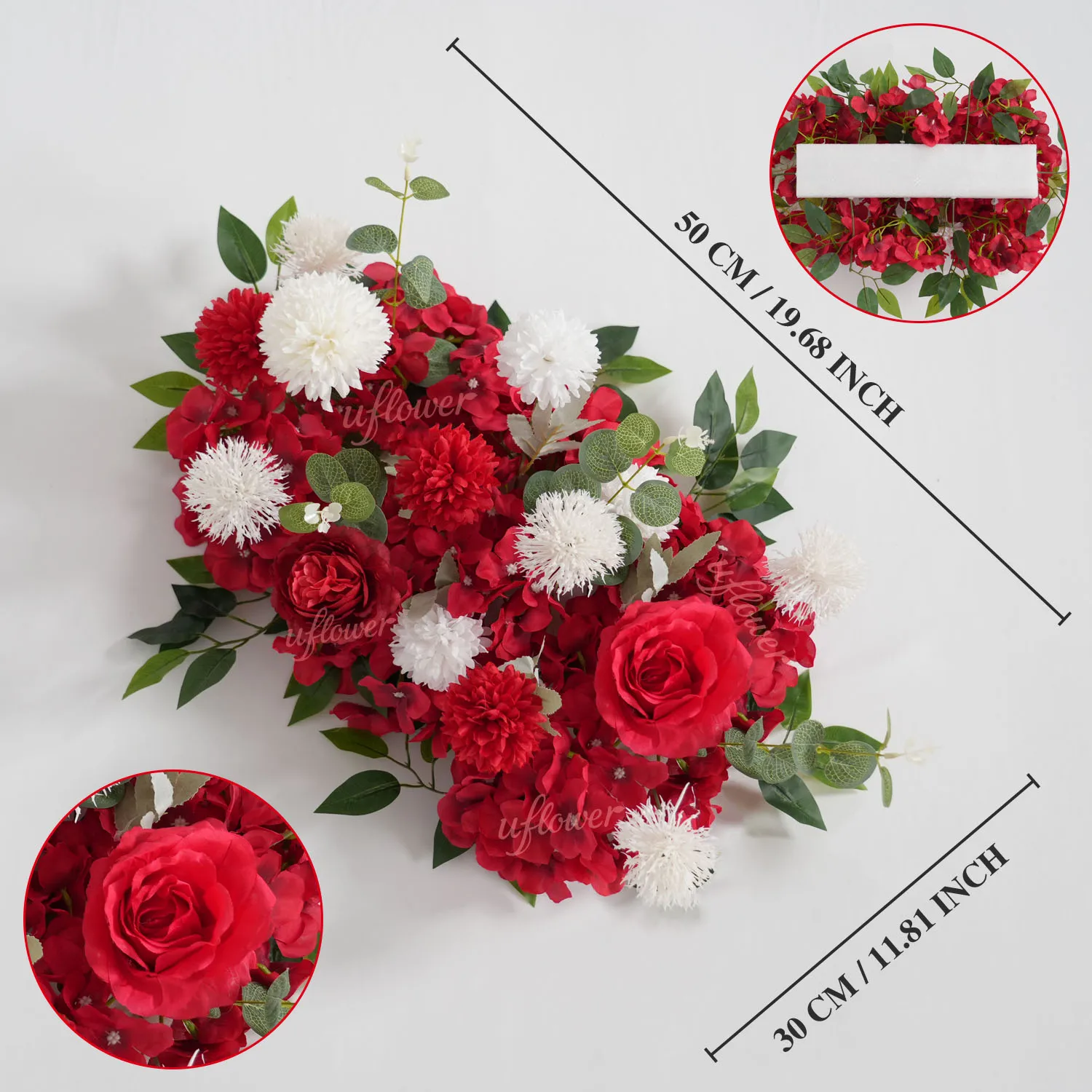 Uflower 50/100cm Artificial Rose Peony Flower Row Wedding Backdrop Arch Decor Party Stage Table Centerpiece Floral Arrangement image 3