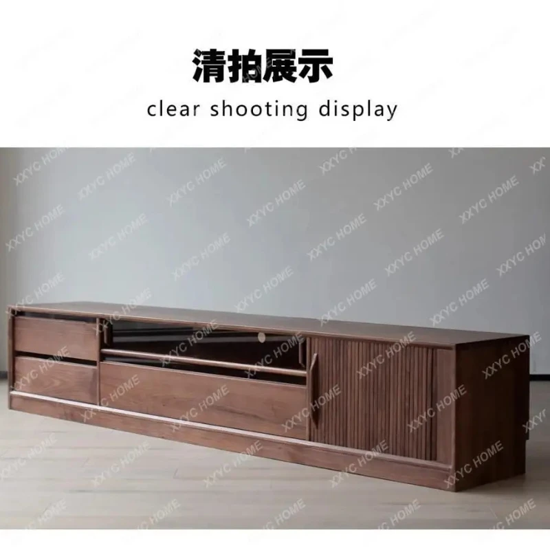 X-S  North  small apartment multi-functional living room cabinet walnut color combination cabinet