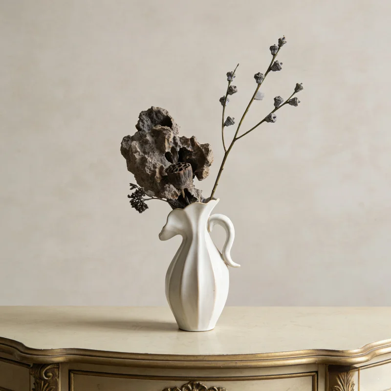 Nordic Cream Style Modern Ceramic Vase Decoration Fresh and Dried Flower Container Home Art Decor