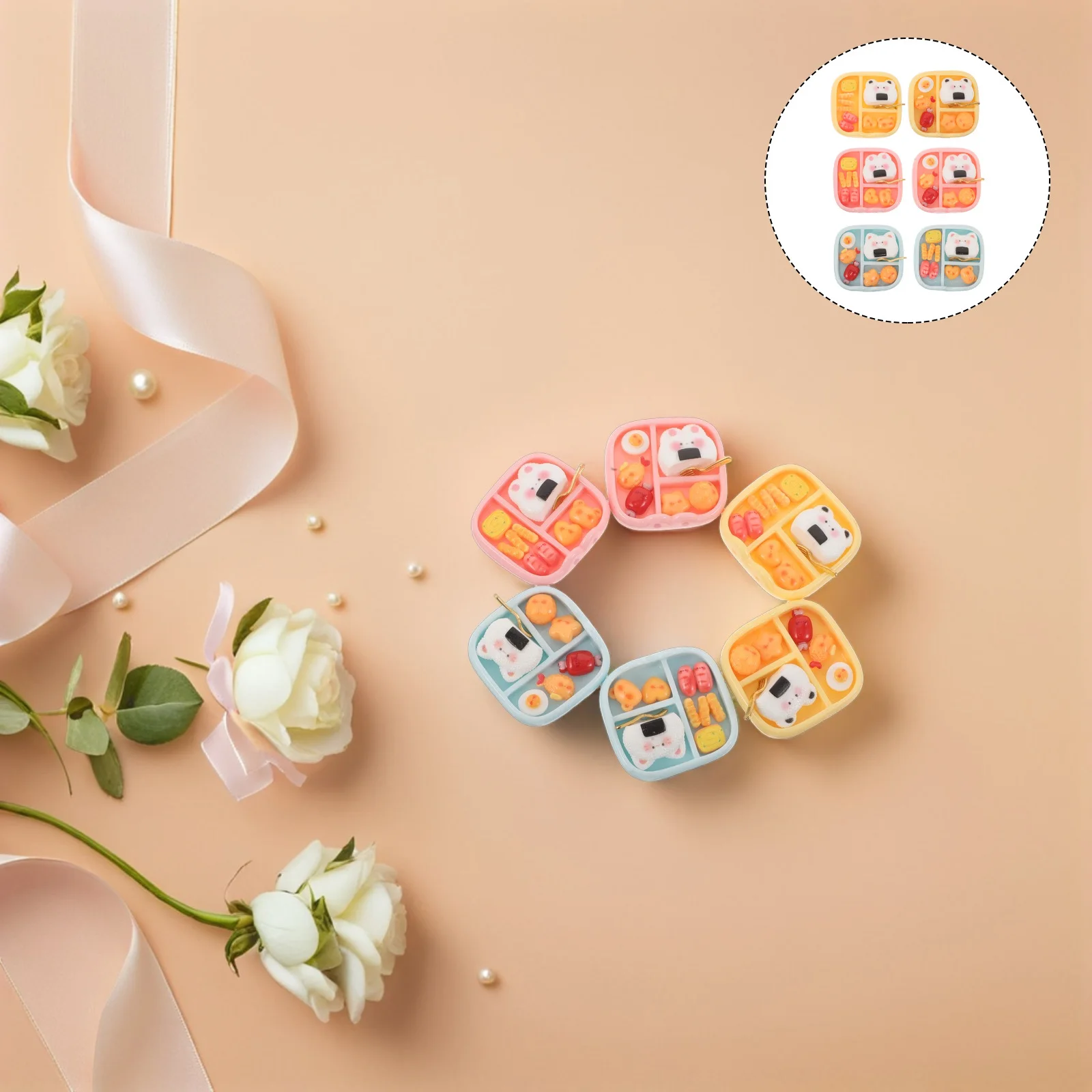 

6Pcs Mini House Food Set: Realistic Resin Sushi Props for Tabletop Display - Decorations for Miniature Scene Setup