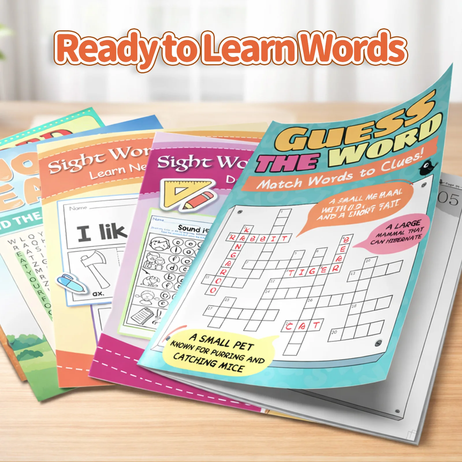 Word Skills Activity Book Set for Kids, A 5-Book Collection Combining Word Search Puzzles, Sight Word Workbooks