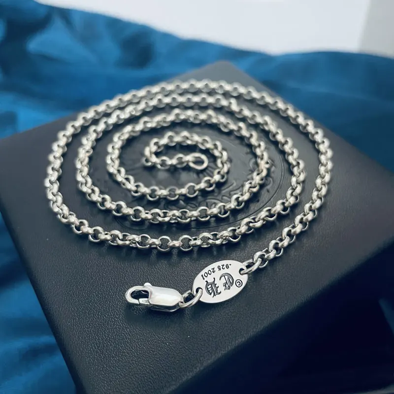 قلادة من الفضة الإسترليني S925 للرجال سلسلة متطابقة على شكل دائرة فاسق سترة سلسلة نسائية عصرية متقاطعة