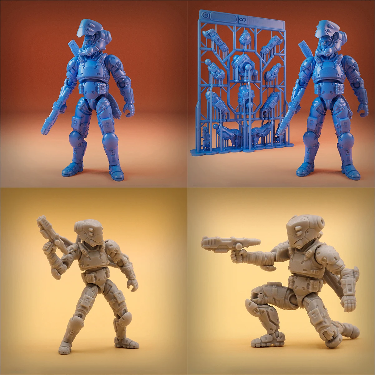 1/35 Modellbausatz, unbemalte, selbst zusammenzubauende Resin-Miniaturfiguren, Sci-Fi-Weltraum-Kampftrupp, Diorama-Szene – Detail 6