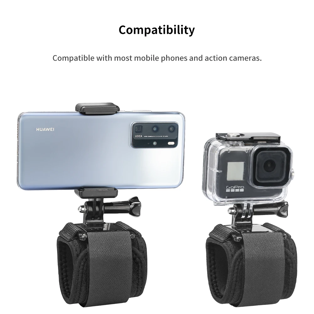 HONGDAK Điều Chỉnh Cổ Tay Cho GoPro Hero 10 9 8 7 6 5 4 Yi 4K DJI Cầm Tay gắn Với Kẹp Điện Thoại Camera Hành Động Phụ Kiện