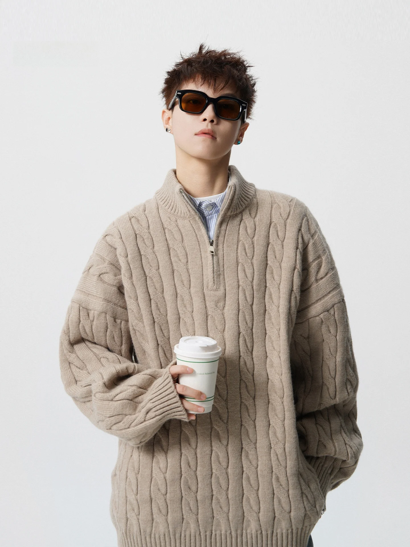 

Thiened Men's Knitted Sweater f Zip Lazy Sle Casual Comfortable Polyester Fiber Winter Warm Long Sve Regular Fit