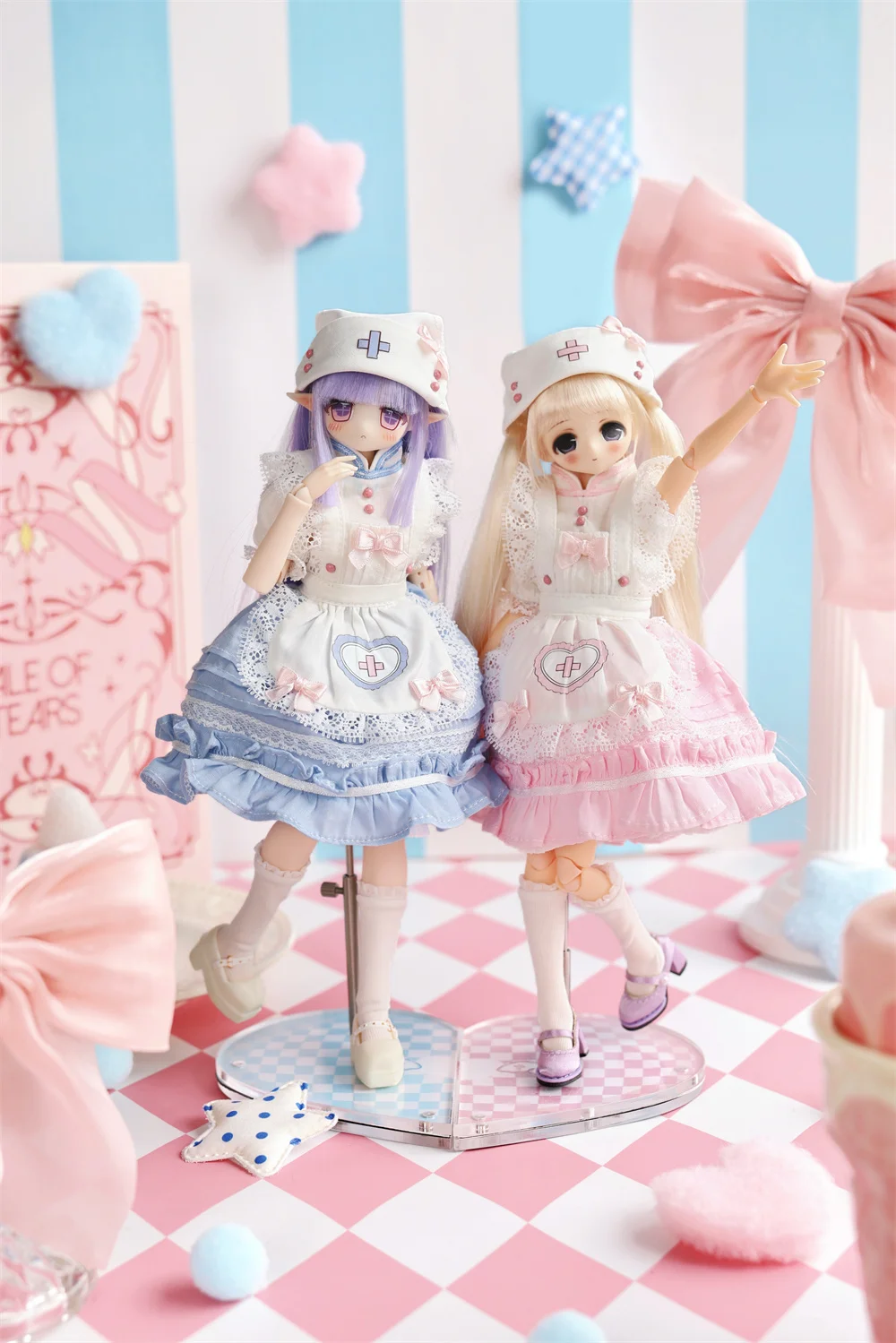 （customization 60day）BJD doll clothes suitable for ob24 azone size Cute suspender skirt clothing set doll accessories (7 points)