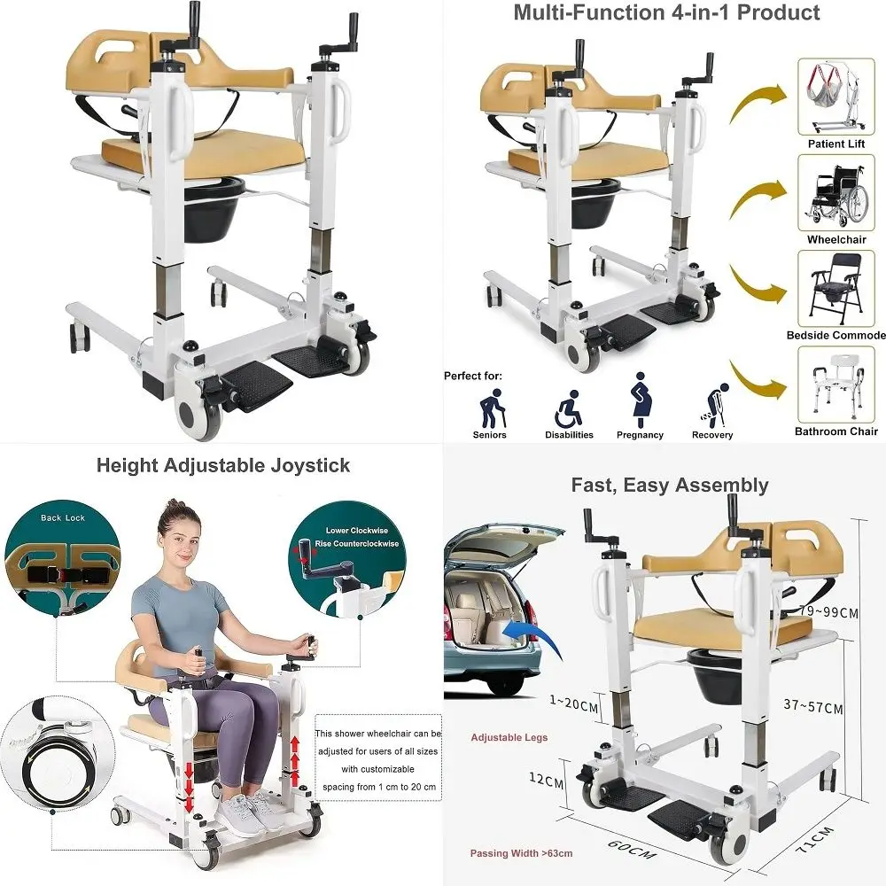 

Lift Transfer Chair for Home, Transfer Lift Chair for Seniors 4 in 1 Portable Transfer Chair for Elderly with Commode amp Seat