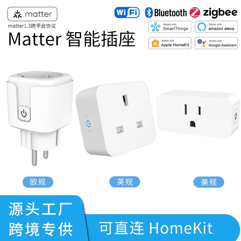 Matter Cross-platform protocol Smart socket Small batch customization Can be marked Support voice control Remote control