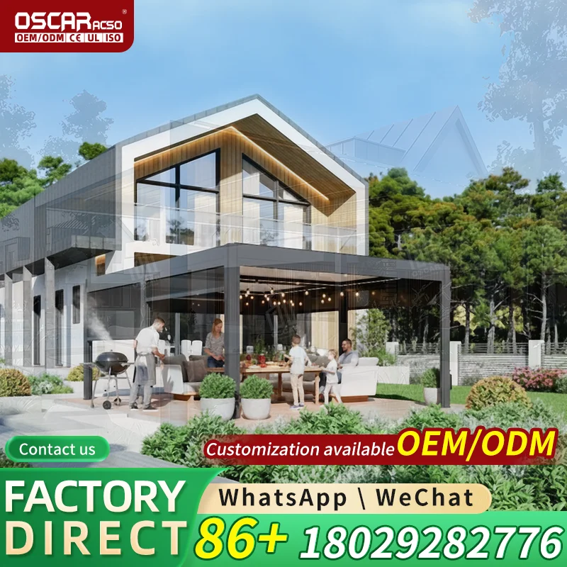 Weatherproof Aluminum Louvered Garden Pergola Retractable Canopy Innovative Stylish Patio Shelter Gazebo Backyard Deck Poolside