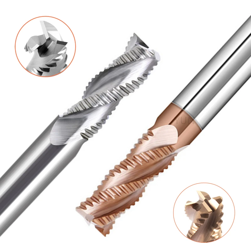 HRC60 Carbide Roughing Milling Cutter 3 Flutes 4 Flutes End Mill CNC corrugated Mill For Aluminum Steel Wood Copper Plastic