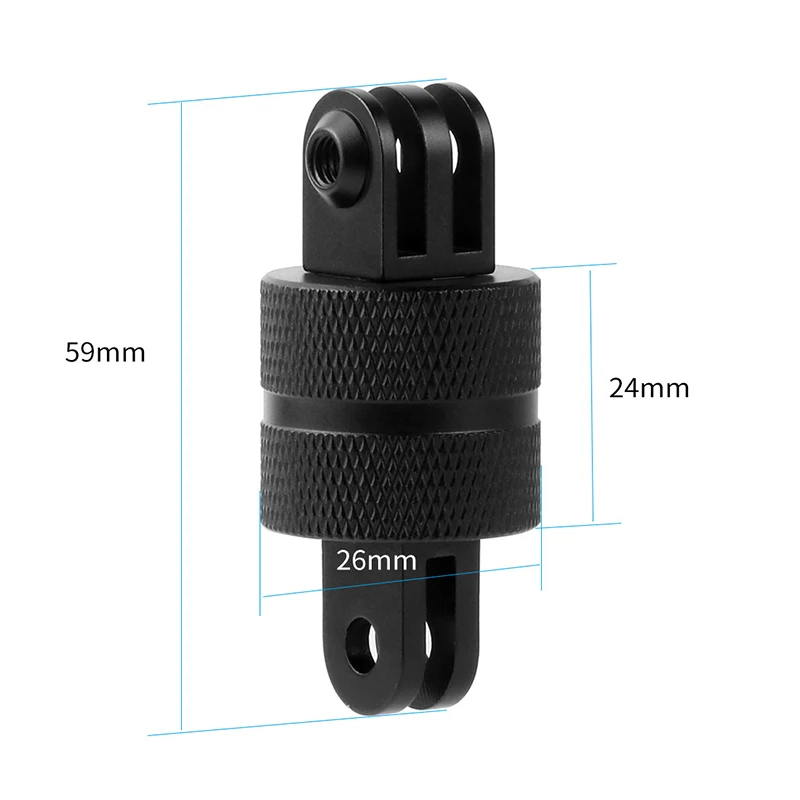 360 Degree Rotating Aluminum Alloy 2 Prong to 3 Prong Adapter for GoPro Insta360 DJI Osmo Action Camera Swivel Mount Thumbscrews