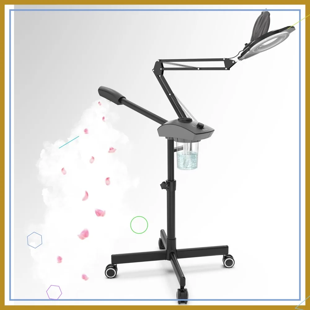 

Professional 2-in-1 Facial Steamer with 5X Magnifying Lamp, Ozone & Hot Mist for Deep Pore Cleansing, Aromatherapy Nozzle