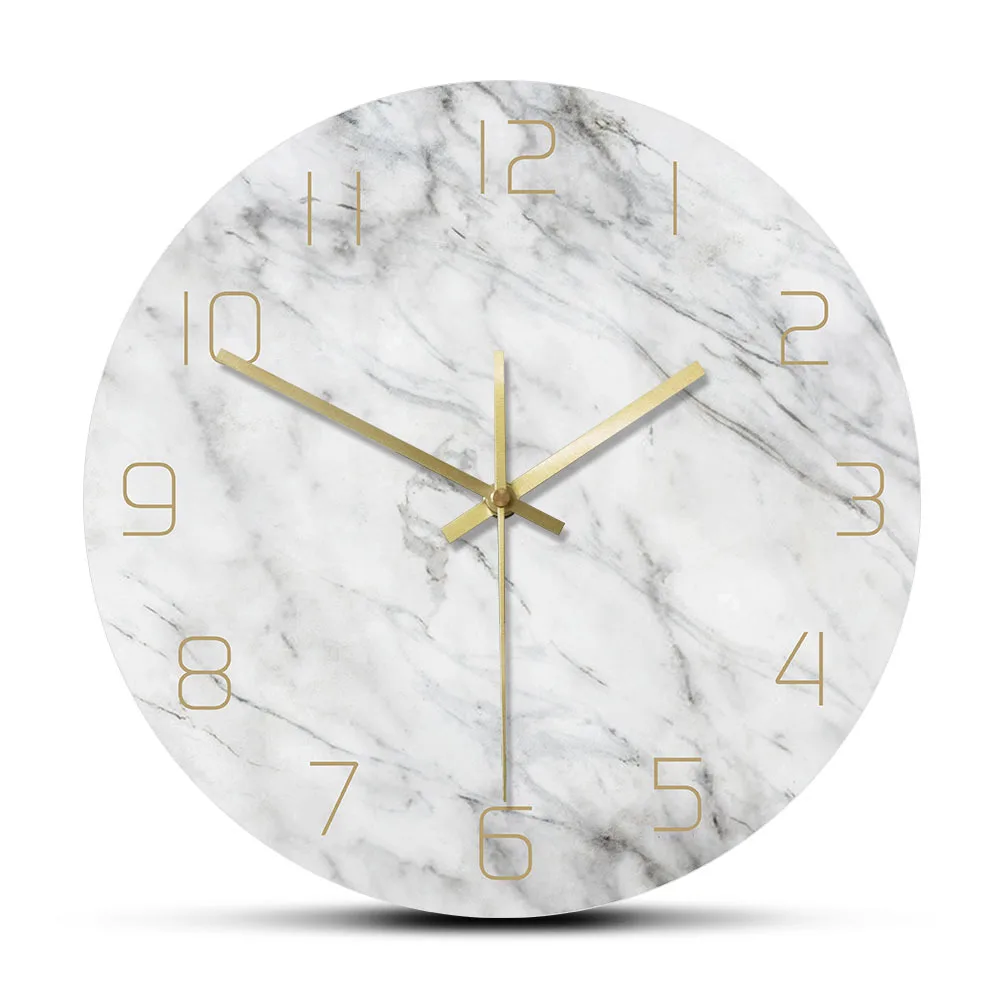 Orologio da parete circolare moderno stampato in marmo bianco da 30 cm