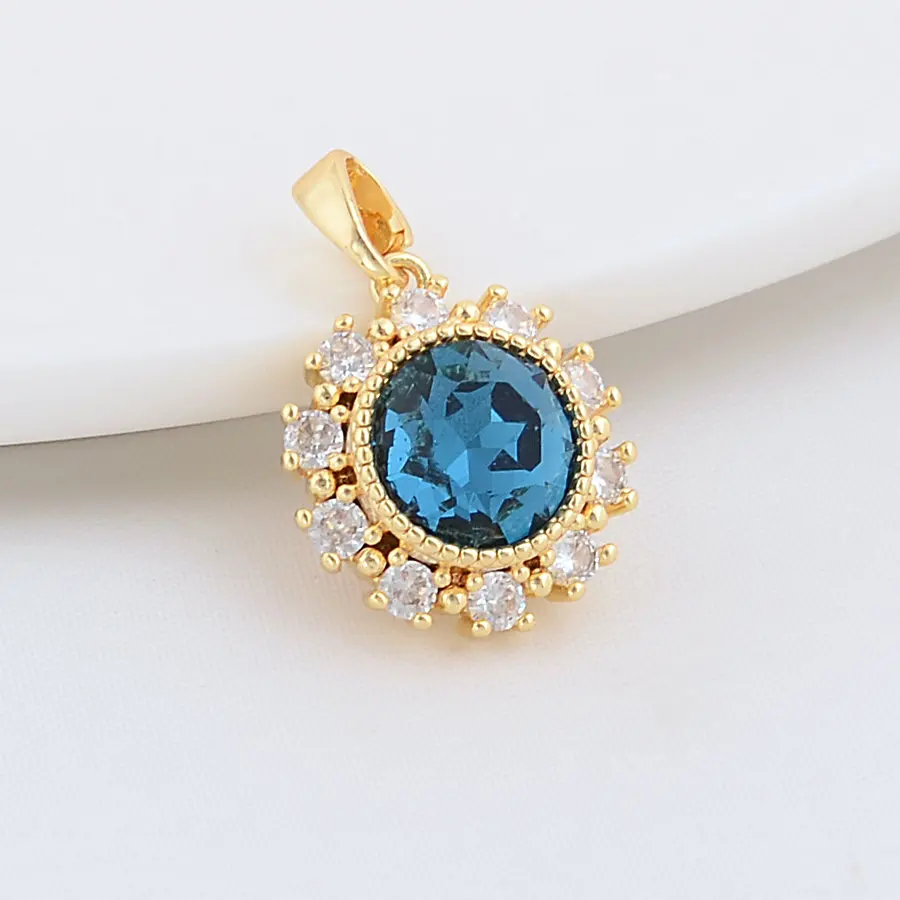 14*15.5MM 14K Gold Color Plated and Zircon Round Oval Charms Pendants Jewelry Making Supplies Diy Accessories